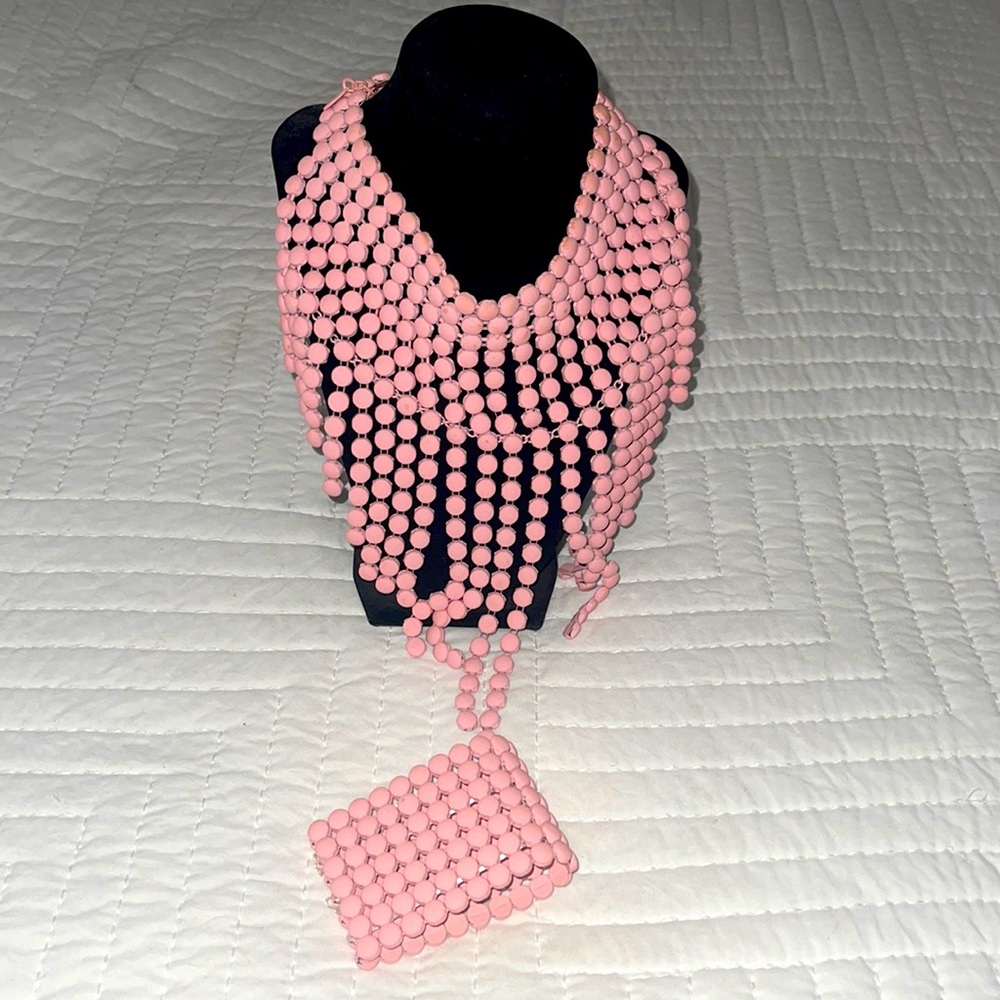 Pink necklace and bangle set.